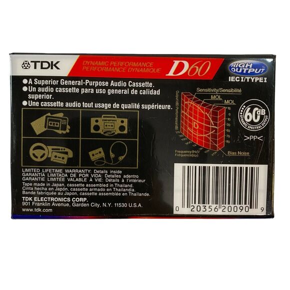 TDK - D 60 High Output Blank Audio Cassette Tape IEC I/Type I BRAND NEW Set of 6 - Picture 4 of 4